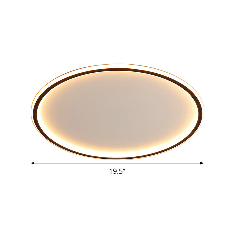 Noordse Stijl Disc LED Plafondverlichting 16"/19.5"/23.5" Brede Aluminium Zwarte Inbouwlamp in Warm/Wit Licht/ Afstandsbediening Traploze Dimming