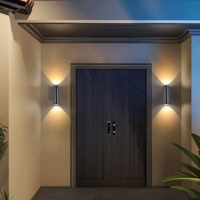 Kren Minimalistische Metalen Dubbelkopige Buitenwandlamp, Zwart