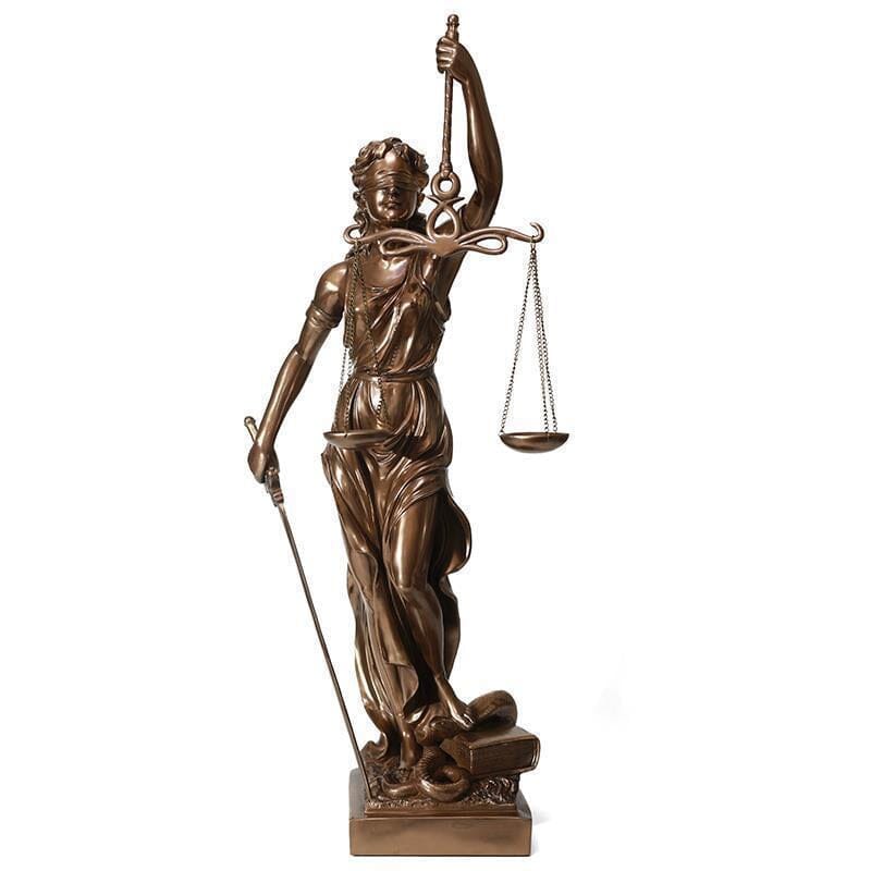 Decoratiestandbeeld van de Godin van de Rechtvaardigheid