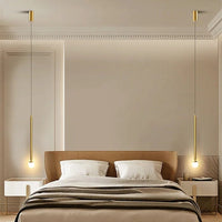 Auri Lineaire Metalen Hanglamp Nachtkastje, Zwart & Goud