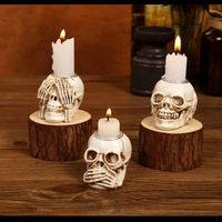 TotenkopfGlühen Skullight 3-delige Halloween-schedelkandelaarset