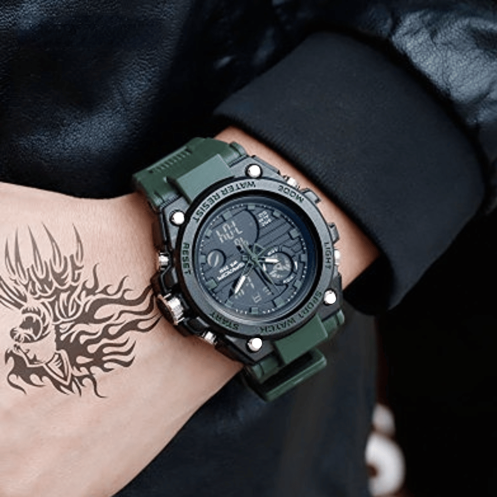 Sportieve Dual-Display Mode Multifunctionele waterdichte verlichte herenarmbandhorloge