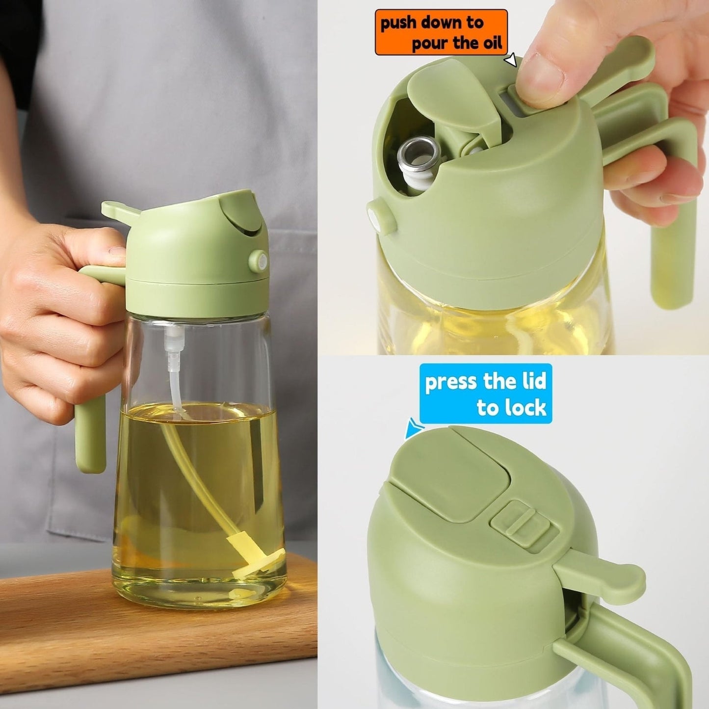 Skanto | 2-in-1 Olie Dispenserfles | Oliepompen en dispenser | Gezond koken