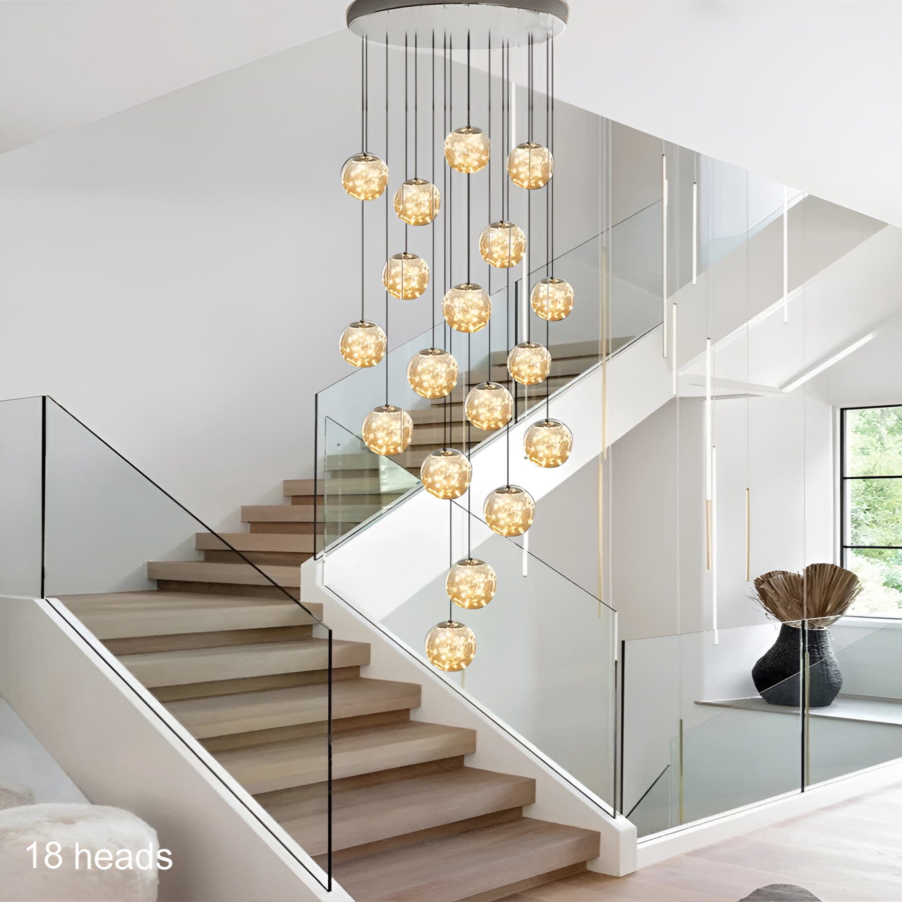 AstraLumen Glazen Bol Trap Chandelier Verhoogt Trapverlichting