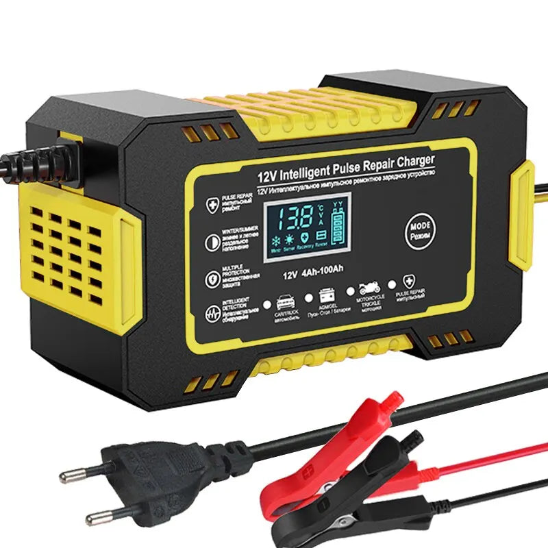 Skanto | 12V 6A Slimme Auto Acculader | Puls Reparatie, LCD Scherm & Snelladen voor AGM, Gel & Loodzuuraccu's