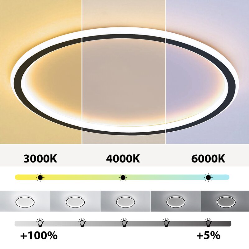 Arisha Moderne Ring LED Plafondlamp Zwart/Wit Woon/Slaapkamer