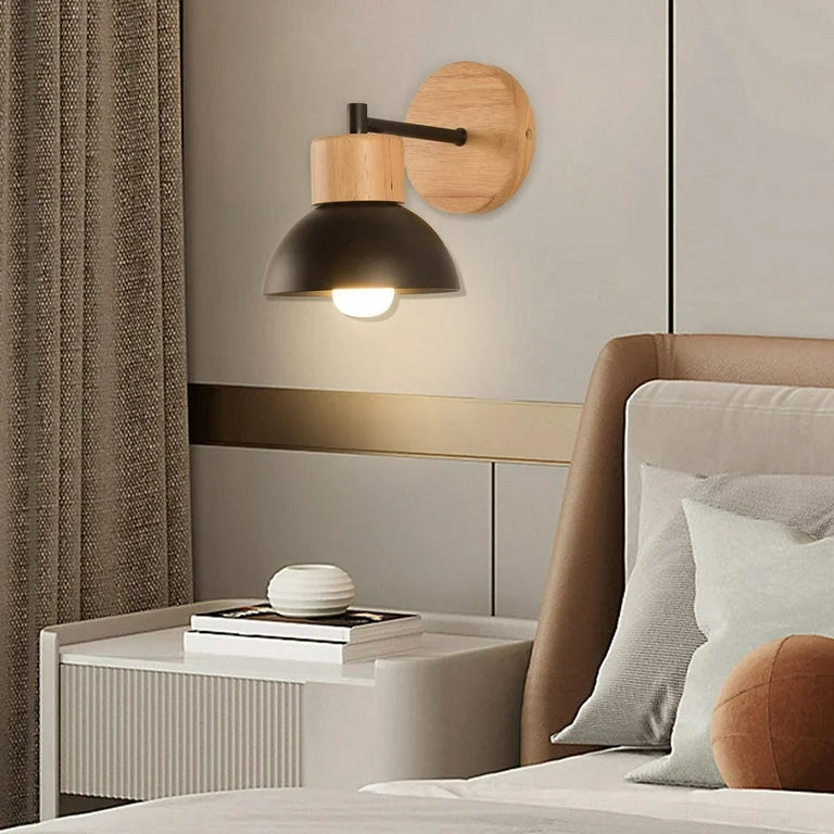 Noordse Hout IJzeren Schaduw Japandi Wandlamp