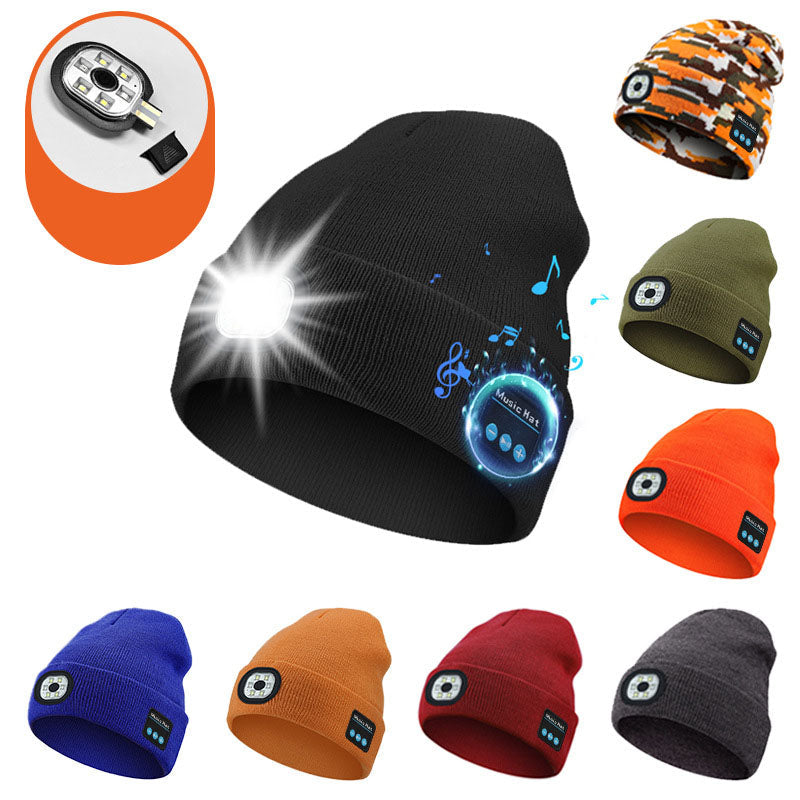 Bluetooth Muziek LED Luminous Gebreide Muts met Oplaadbare Acryl Wol