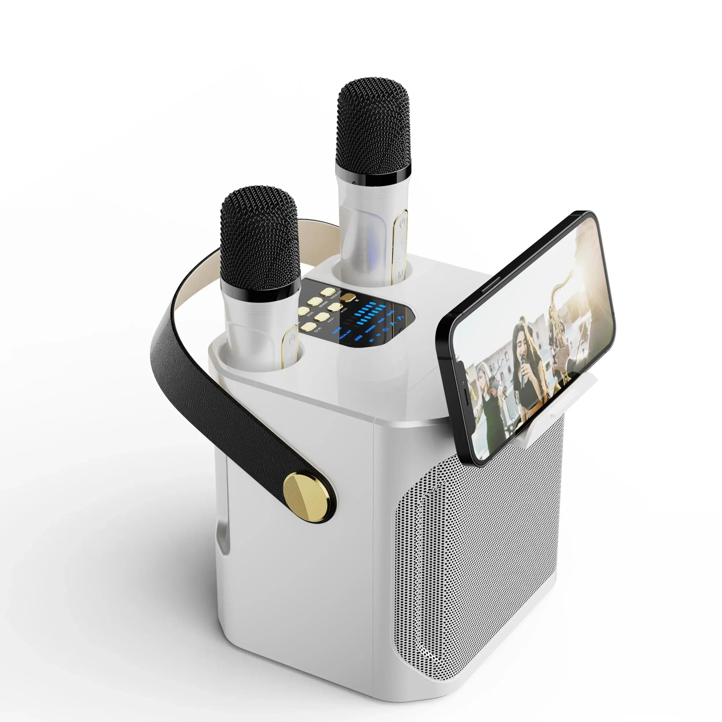 Skanto | Karaoke Bluetooth-luidspreker – 360° Surround Draadloze Subwoofer met Dubbele Microfoons