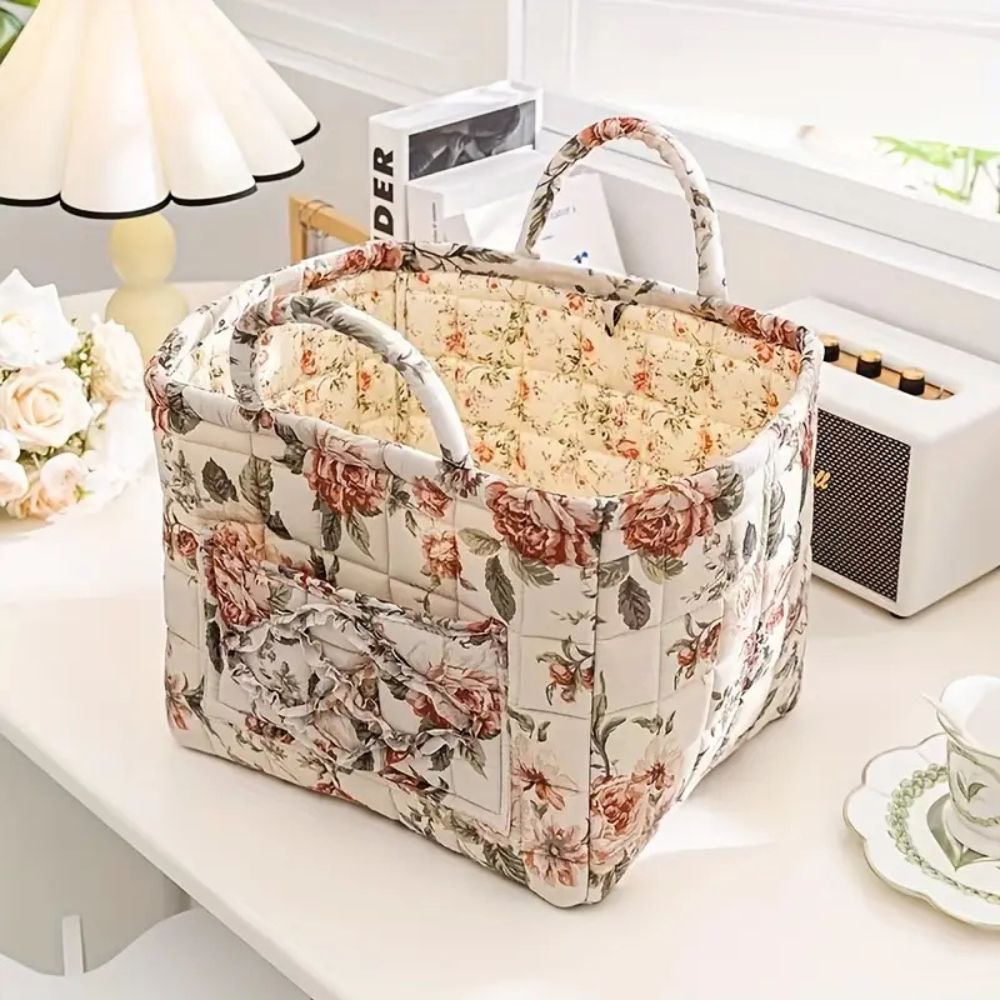 Delicate Bloemen Canvas Opbergmand