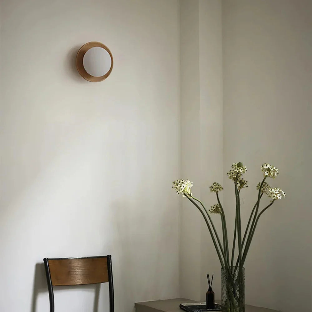 Noordse Minimalistische Natuurlijke Houten LED Wandlamp