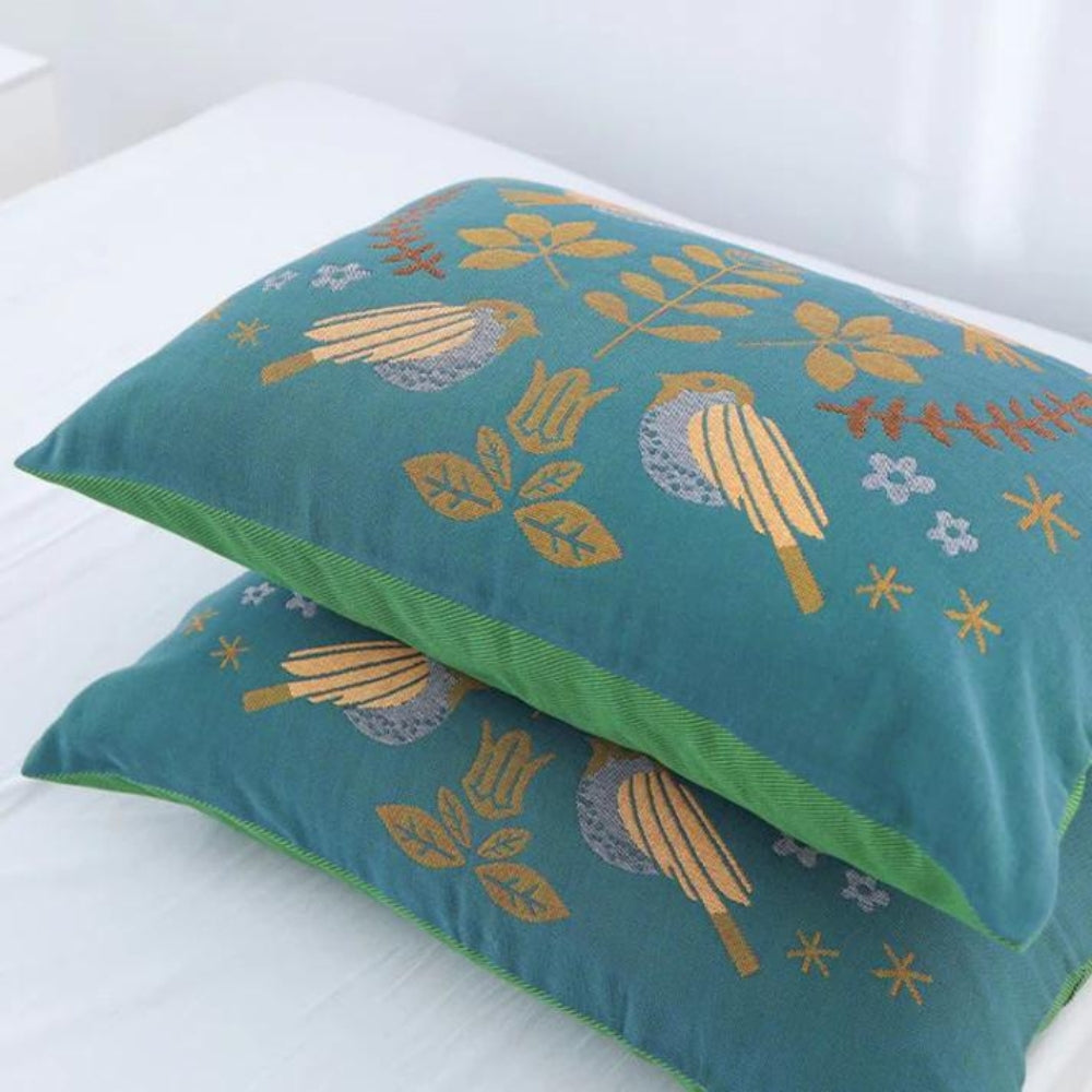 Scandinavische Vogel Katoenen Gazen Kussenslopen (2 stuks)