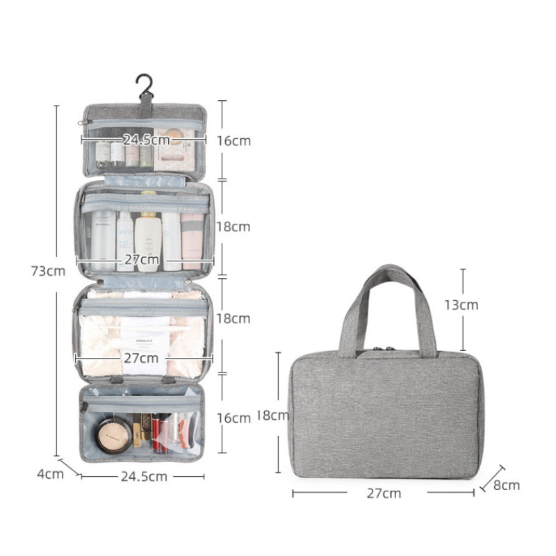 Travelique Reiskosmetik Organizer | Compact & Waterafstotend | Met 4 vakken & 360° haak | Voor dames & heren