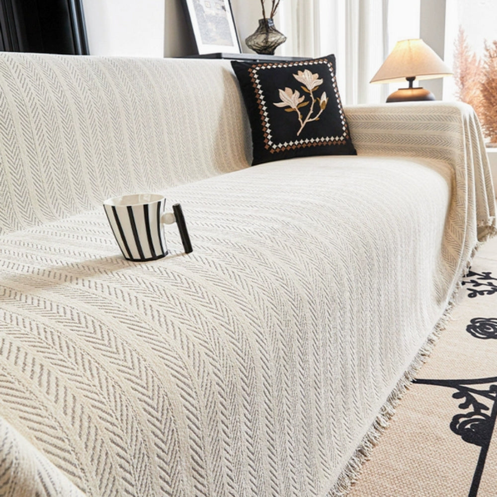 Haringbone Chenille Kwastjes Bankhoes