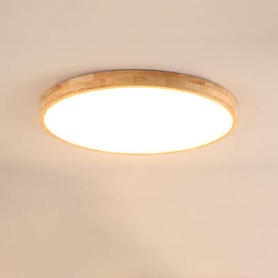 Nordic Massief Houten Ronde Ultra-dunne LED Plafondlamp 1-Licht