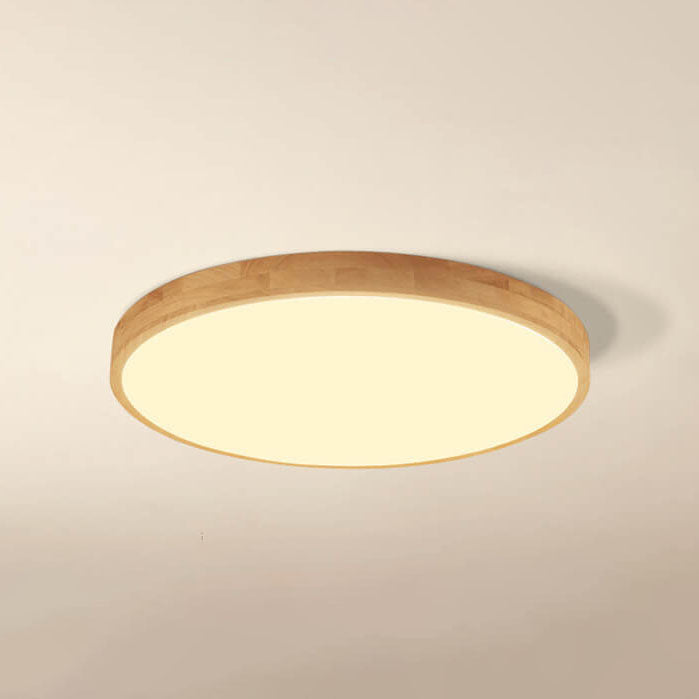Nordic Massief Houten Ronde Ultra-dunne LED Plafondlamp 1-Licht