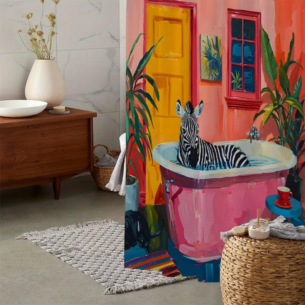 Speelse Roze Zebra Gordijn