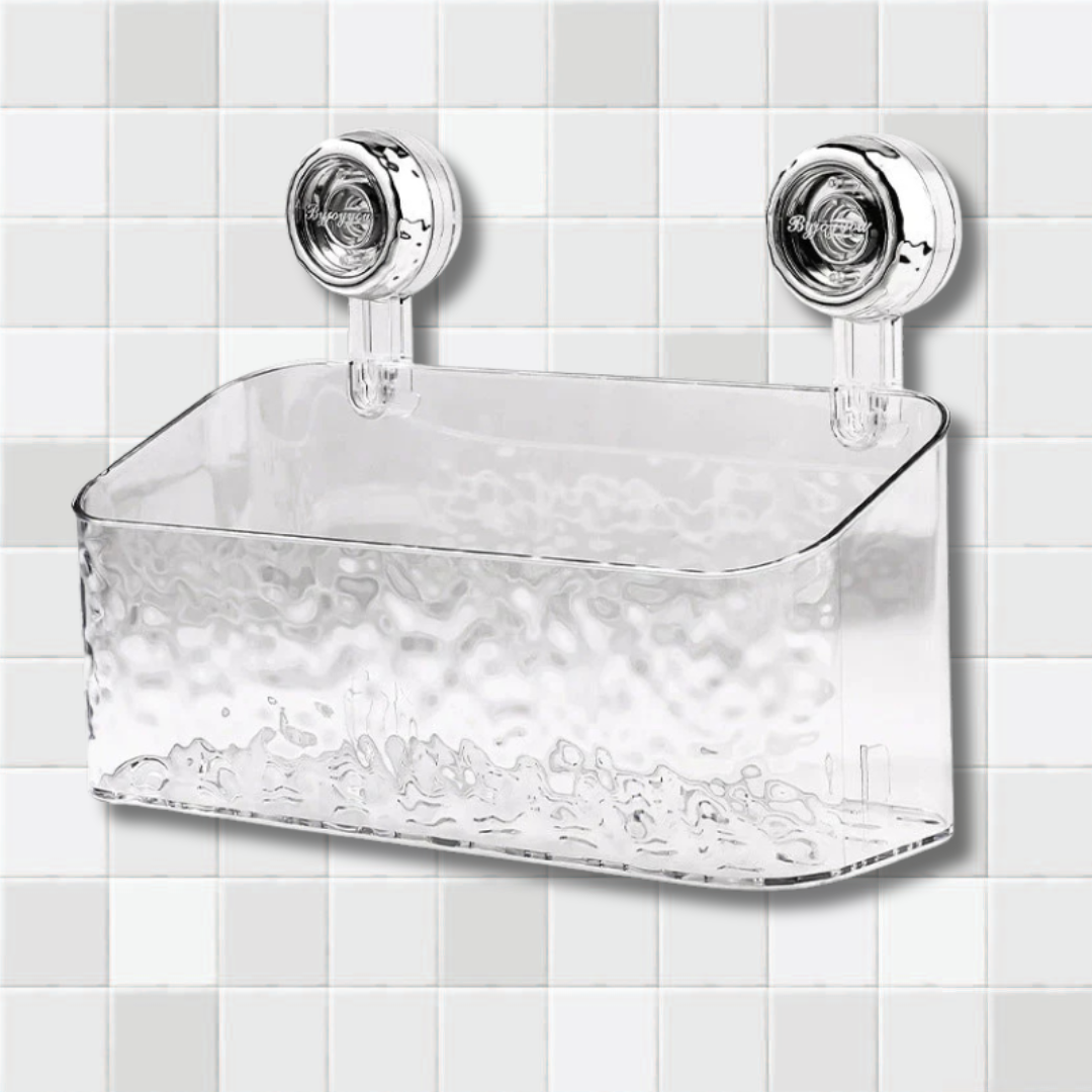 OptiShelf Wandrek Douche Organisator | Zuignapplank voor douche of keuken - Bevestiging in één seconde en kan worden gedraaid voor eenvoudig verwijderen