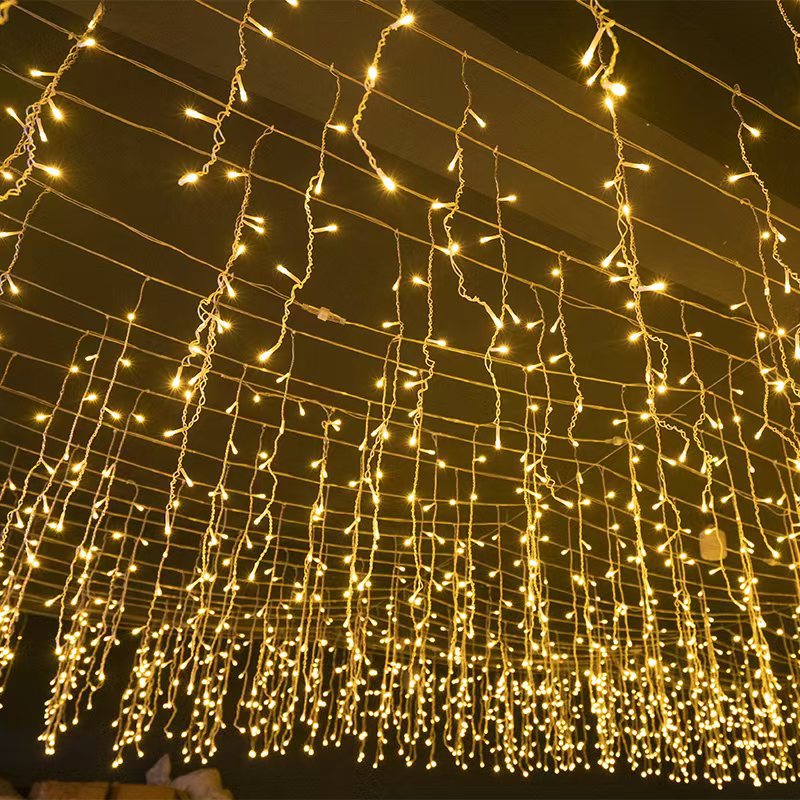 Quntis 50 m LED-ijsdruppellichtslinger | IP44 weerbestendig | 36 V laagspanning | meer dan 500 LED’s | ijsdruppel-watervaleffect | warm wit