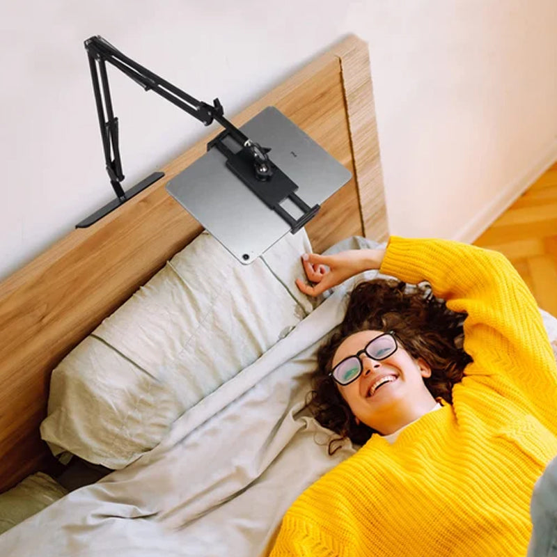 Uittrekbare, verborgen telefoon-/tablethouder voor in bed