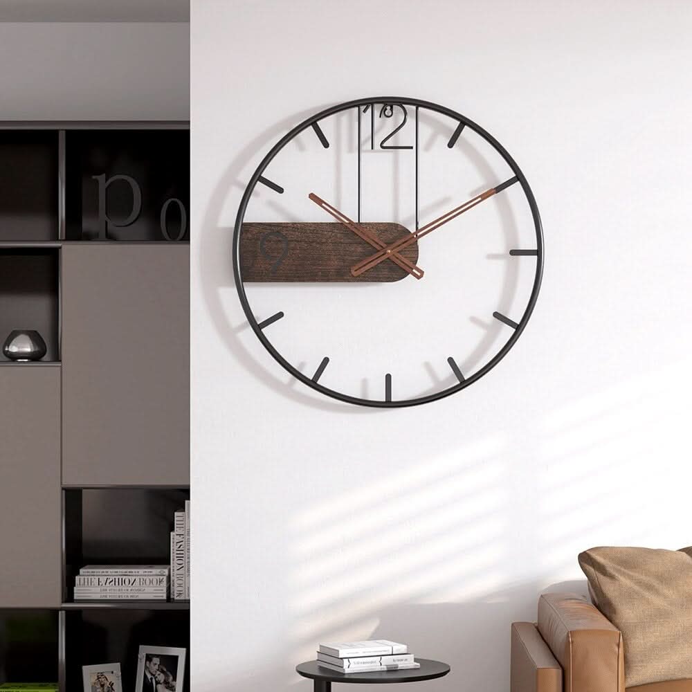 Horium Klok Grote Ronde Metalen Wandklok Voor Modern Interieur Met Elegante Touch
