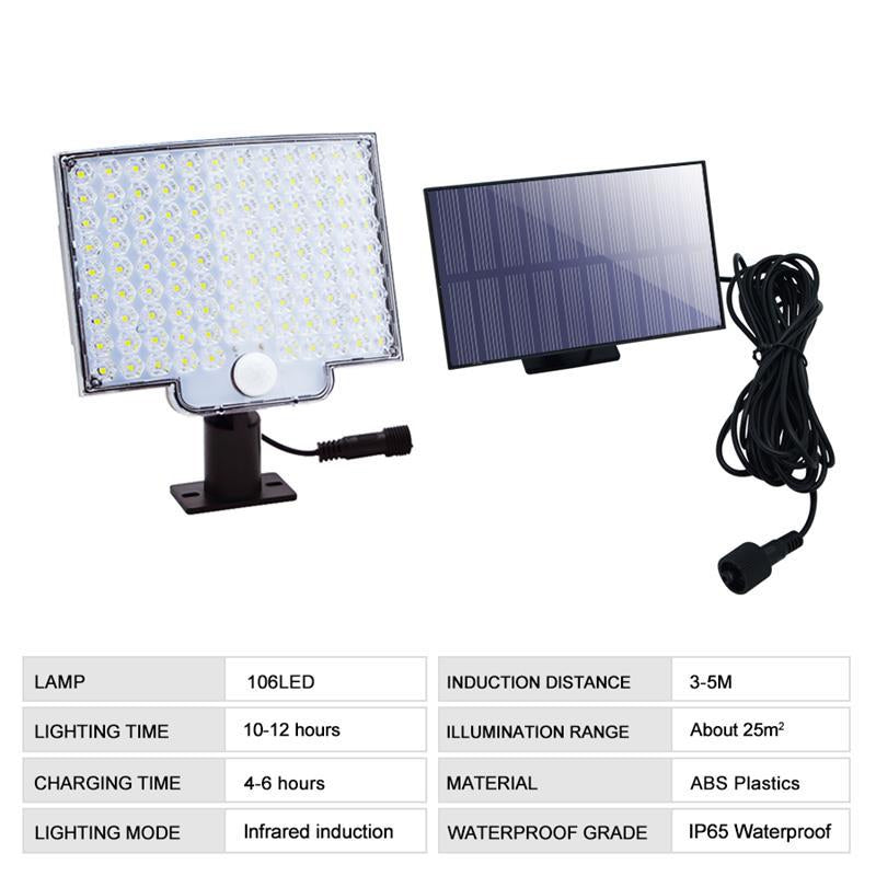 Skanto | 106 LED Zonnebuitenverlichting met Bewegingssensor