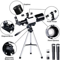 Skanto | Professioneel Astronomisch Telescoop | 70mm Opening, 300mm Brandpuntsafstand & Eenvoudige Opstelling voor Sterrenkijken en Natuurverkenning