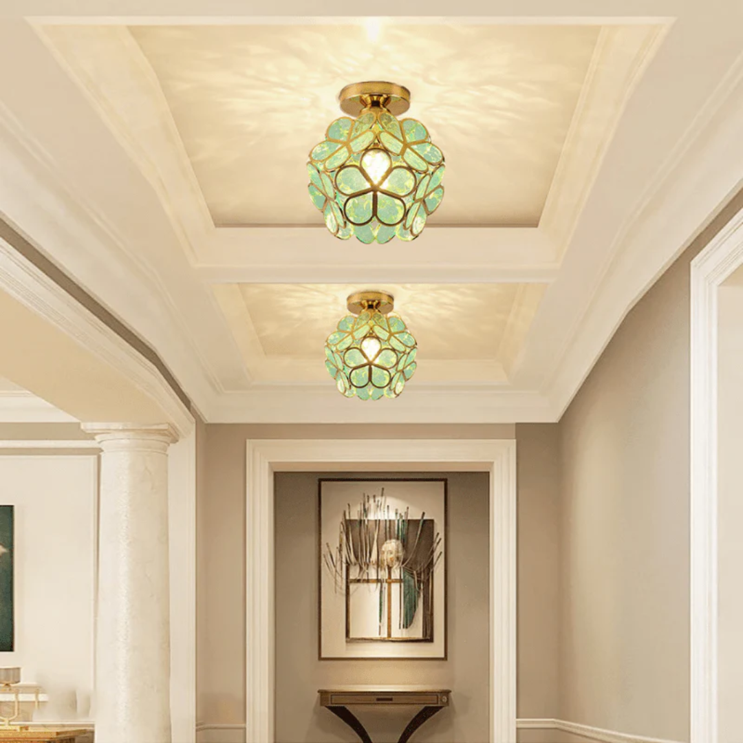 Zyvia - Luxe Glazen Bloemen Plafondlamp