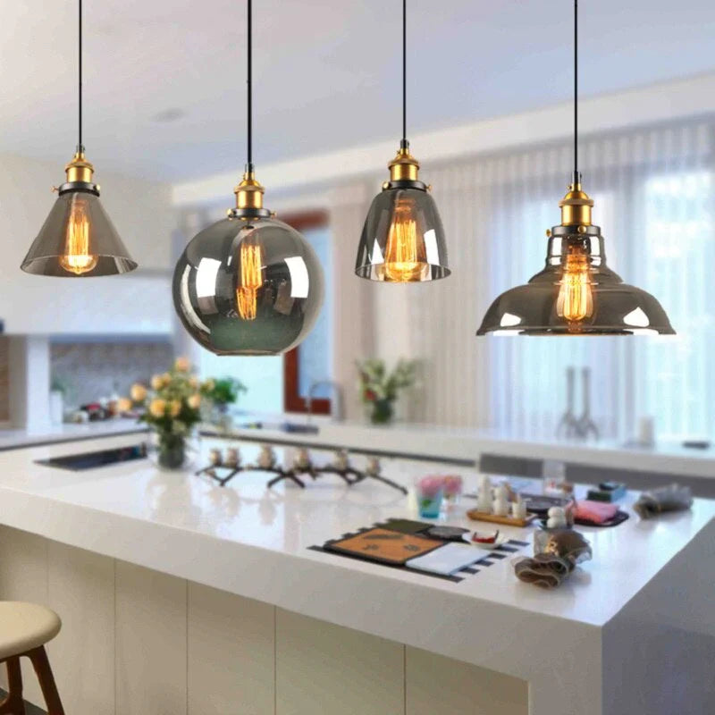 Industriële retro hanglamp met glas – Rookglas lampenkap