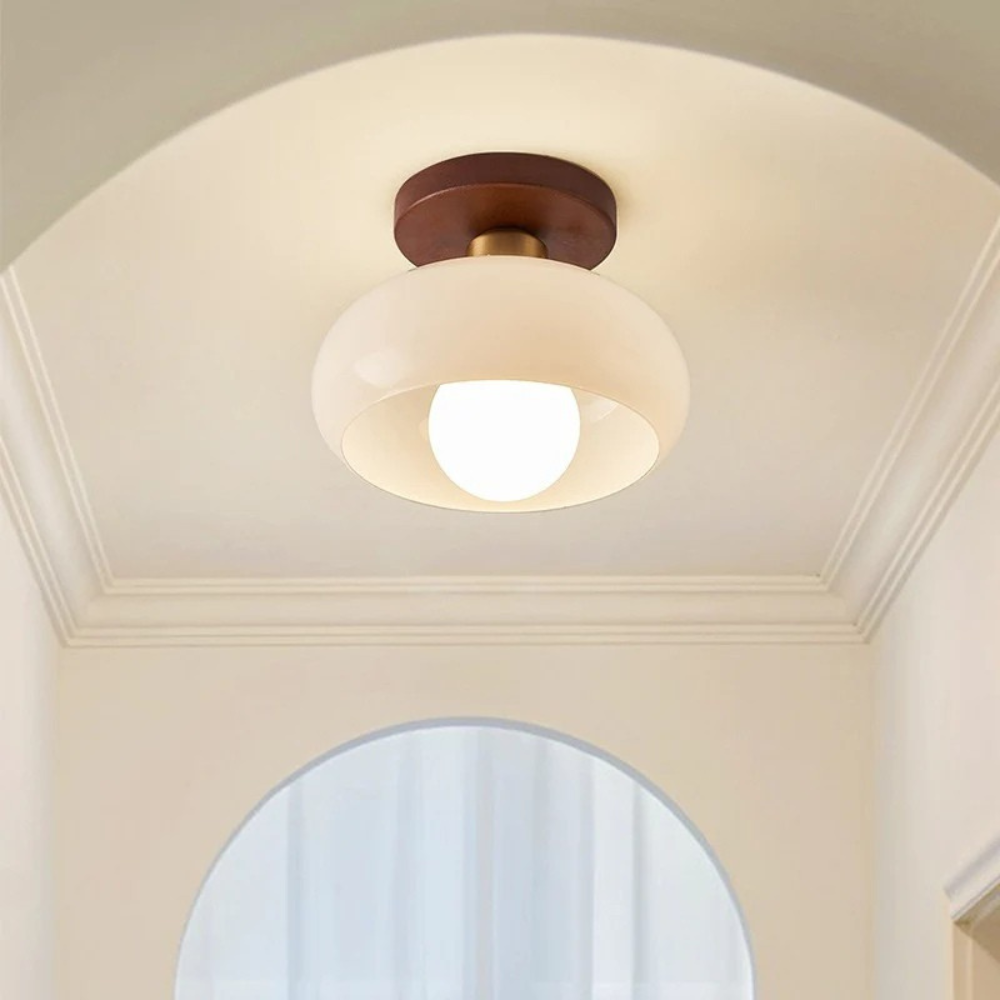 Franse Bauhaus Crème Plafondlamp