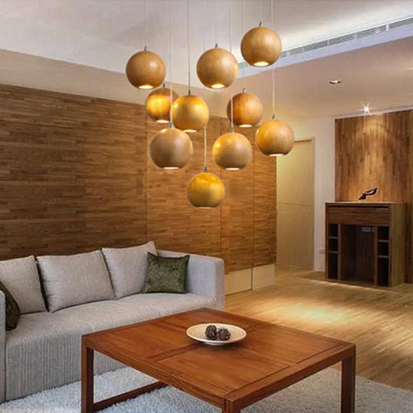 Houten Bol Pendellicht | Modern Natuurlijk Ontwerp