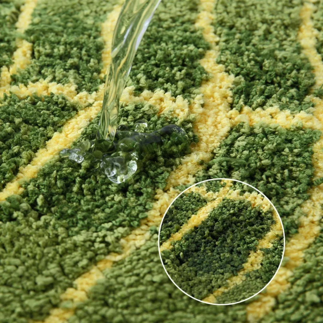 VelvetLeaf Badkamer Tapijt | Flocke badmat met luxe uitstraling en antisliptechnologi