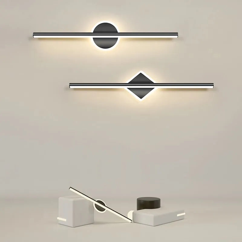 Arisha LED Lineaire Spiegel Voor Wandlamp, Zwart/Goud