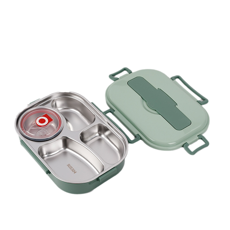 Roestvrijstalen lunchbox met 4 compartimenten | Geïsoleerde bentobox voor studenten en volwassene