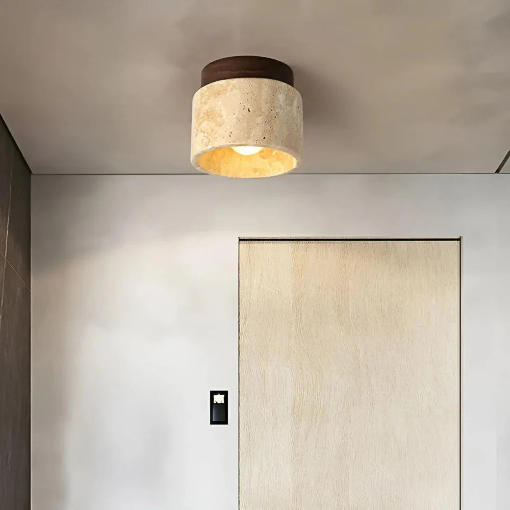 De Stone Travertine Japandi Plafondlamp