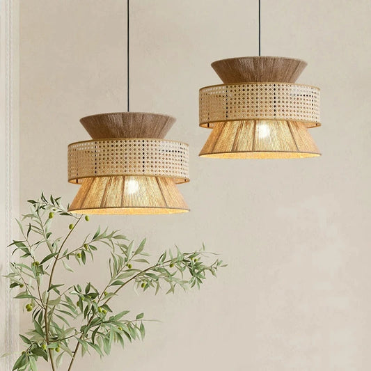 Japanse Geweven Rieten Wabi-Sabi Hanglamp