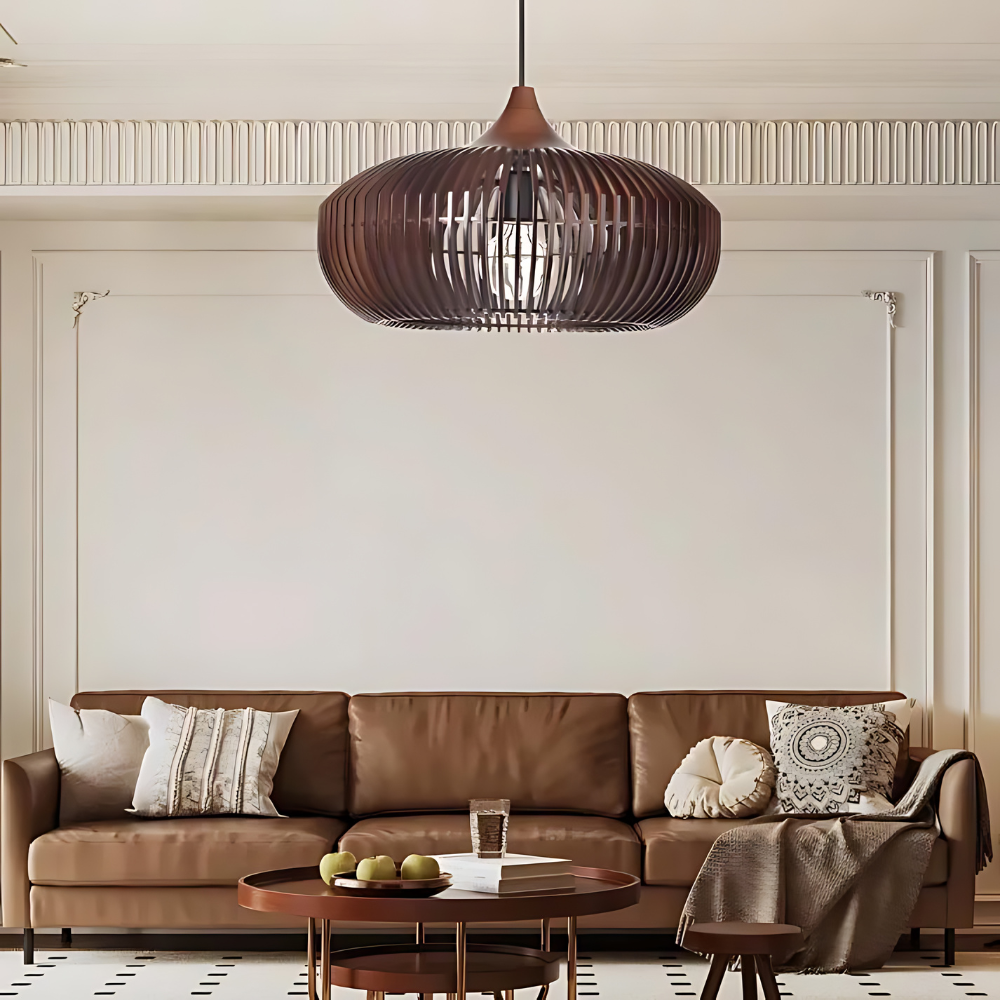 De Halo van Zen Japandi Houten Hanglamp