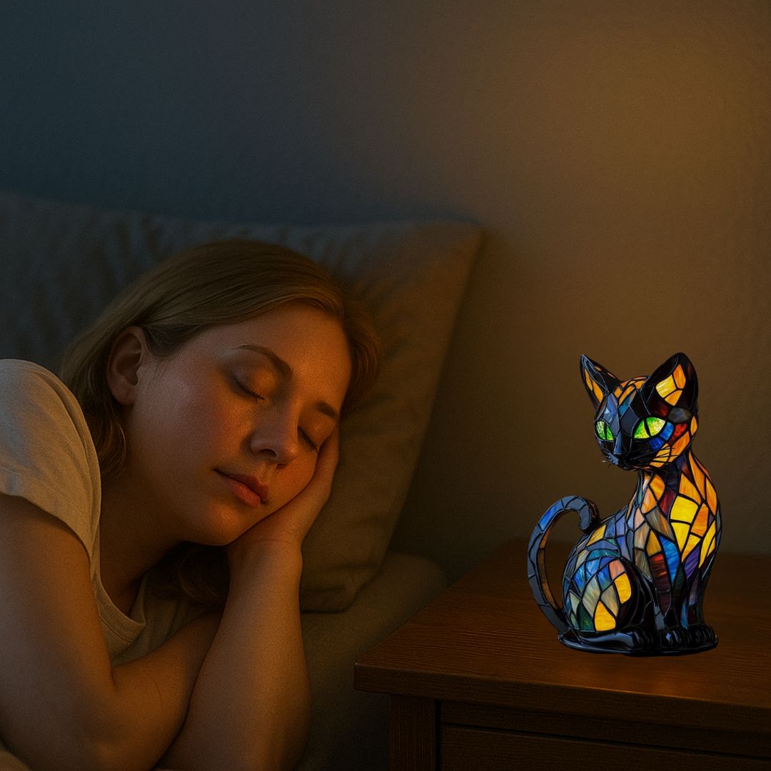 Decoratieve Kat Lamp met Mozaïekontwerp en Warme Sfeerverlichting – Stijlvolle Woondecoratie