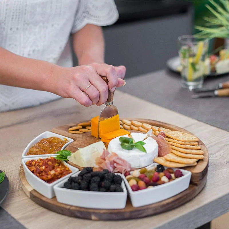 Plankora – Elegante Kaasplank en Messenset voor Feestelijke Presentaties