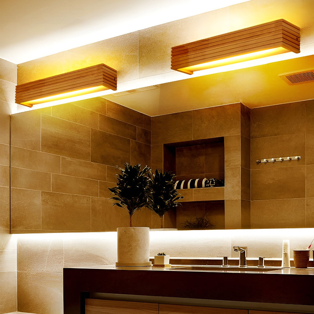 GlowWood - Rechthoekige waterdichte LED-wandlamp Noordse Spiegelverlichting