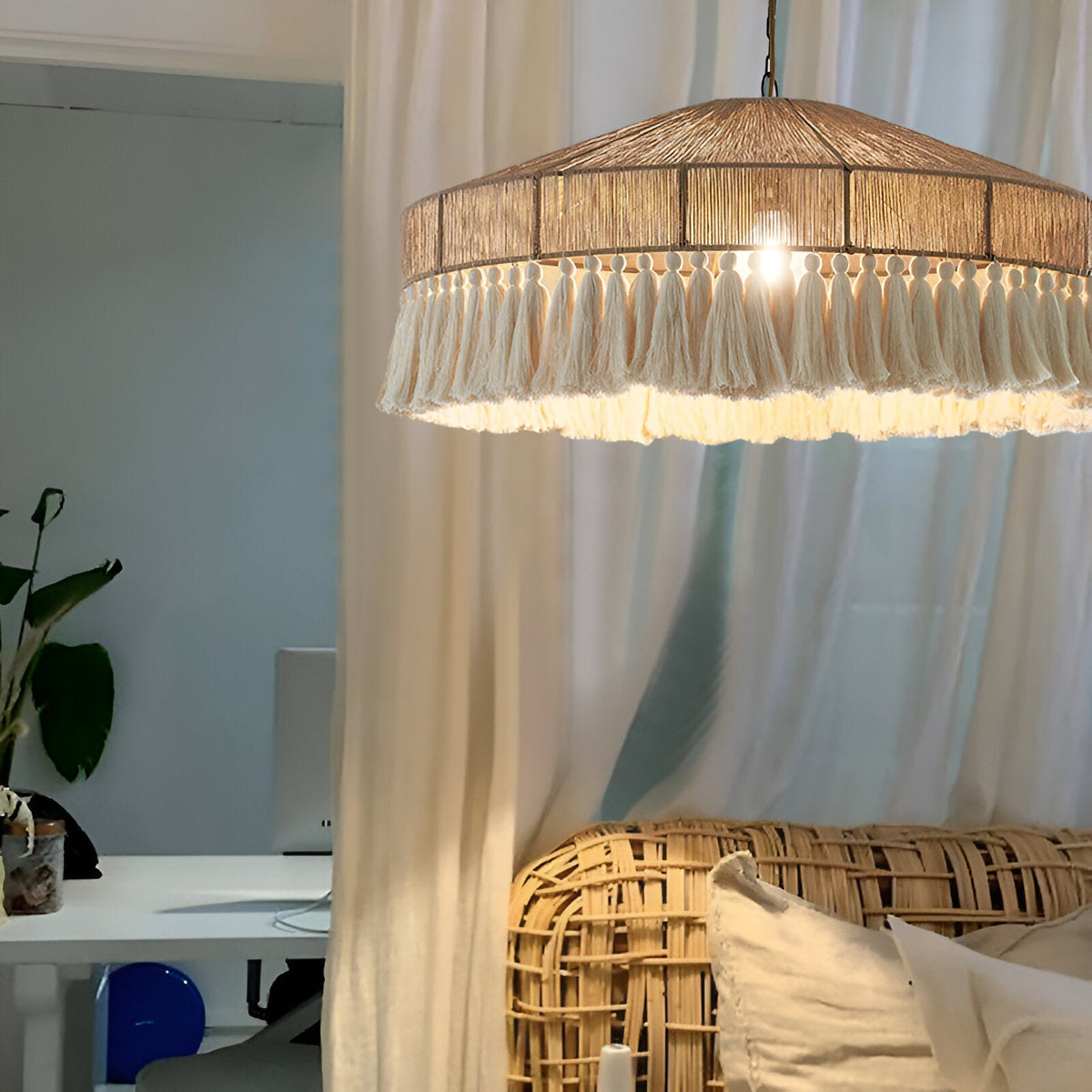 Bohemian Vintage Hennep Touw Tassel Kroonluchter