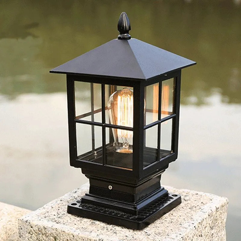 Etilo Moderne Metalen Glazen Lantaarn LED Buitenlicht Paal