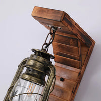 Lyros Lantaarn Vintage Houten Rustieke Wandlamp