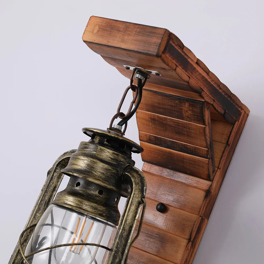 Lyros Lantaarn Vintage Houten Rustieke Wandlamp