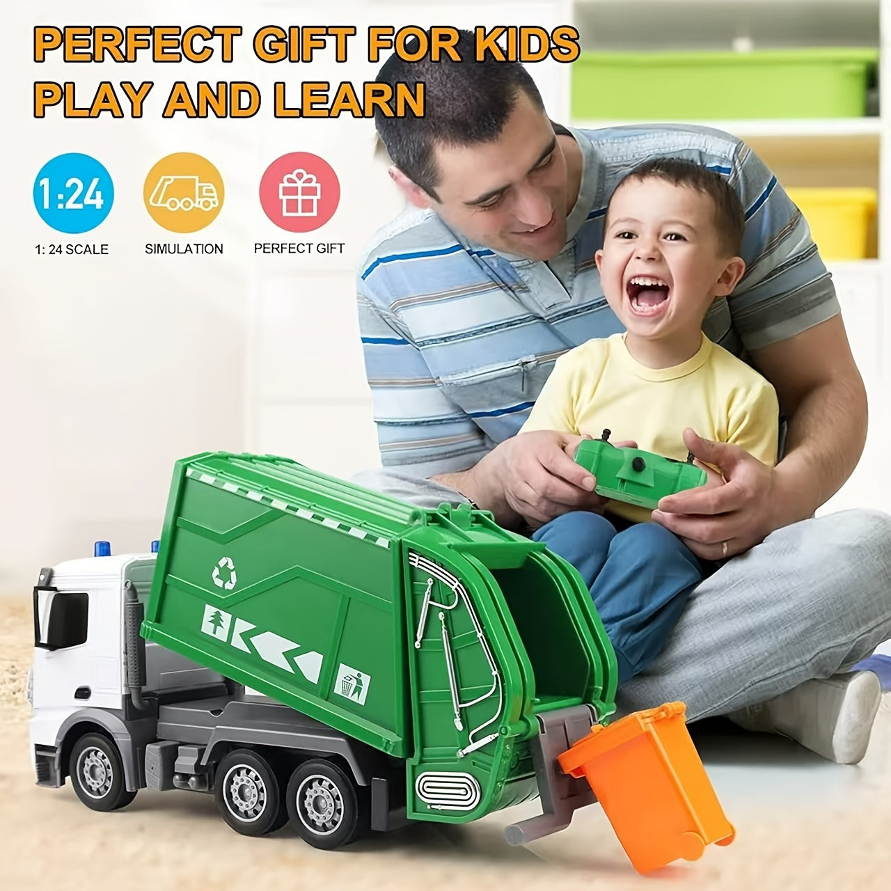 EcoTruck RC Vuilniswagen - Realistische Speelgoedwagen met Lichten en Geluiden