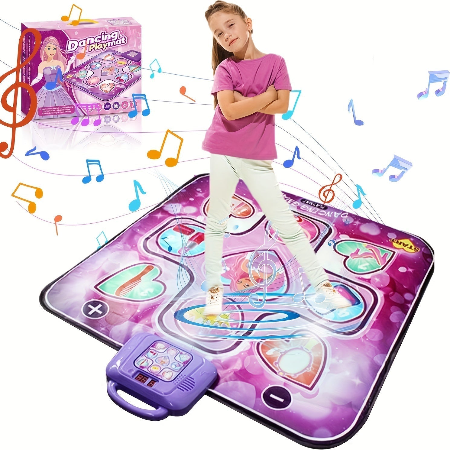 Roze Dansmat voor Kinderen met Puntenfunctie en Ritmische Spellen – Zonder TV – DanceFun Mat