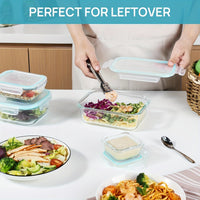 Skanto | 8-Pack Glazen Maaltijdcontainers – Luchtdichte Maaltijd Voorbereiding Bento-dozen met lekvrije, vergrendelbare deksels, magnetron-, oven-, vriezer- en vaatwasmachinebestendig, BPA-vrij