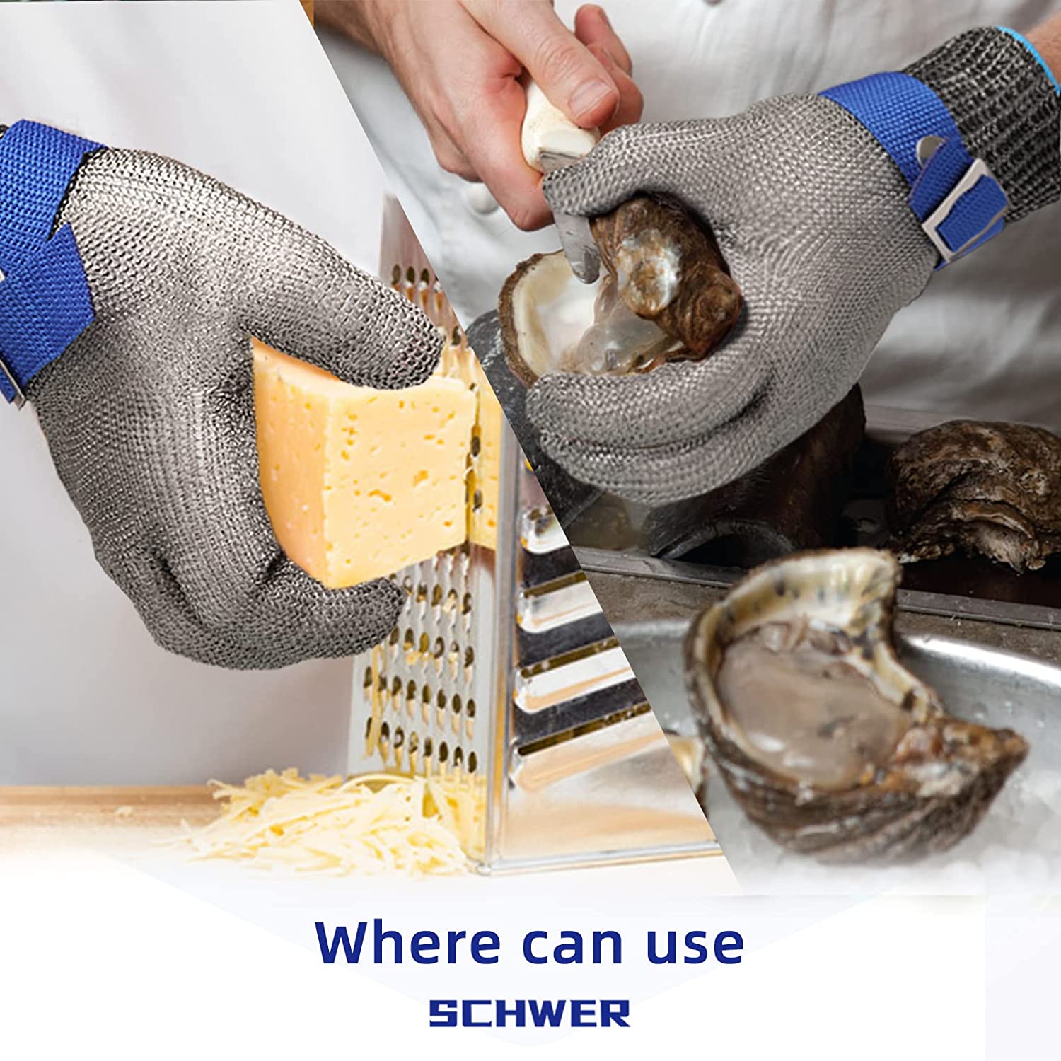 Snijbestendige RVS Handschoen voor Keuken Vleesverwerking en Oesters