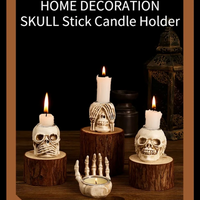 TotenkopfGlühen Skullight 3-delige Halloween-schedelkandelaarset
