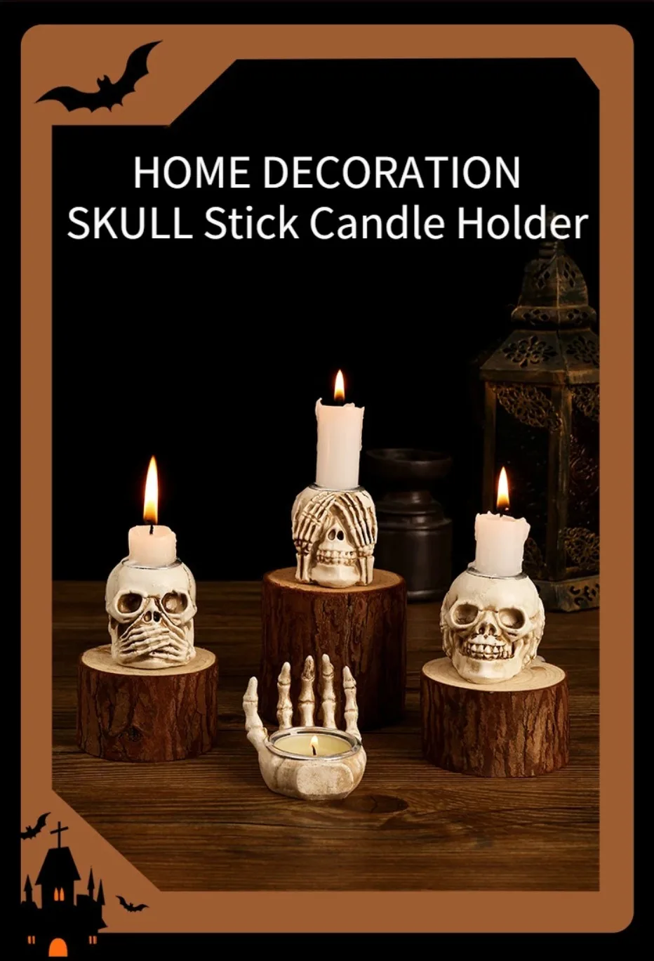 TotenkopfGlühen Skullight 3-delige Halloween-schedelkandelaarset